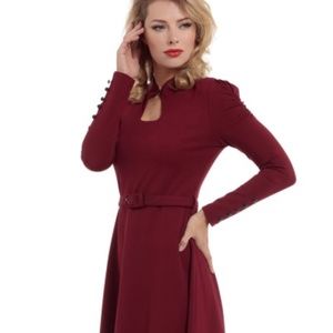 Voodoo Vixen 40s burgundy Dita dress